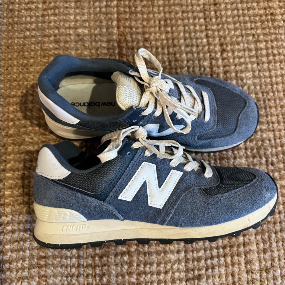 New Balance Navy and Cream Sneakers